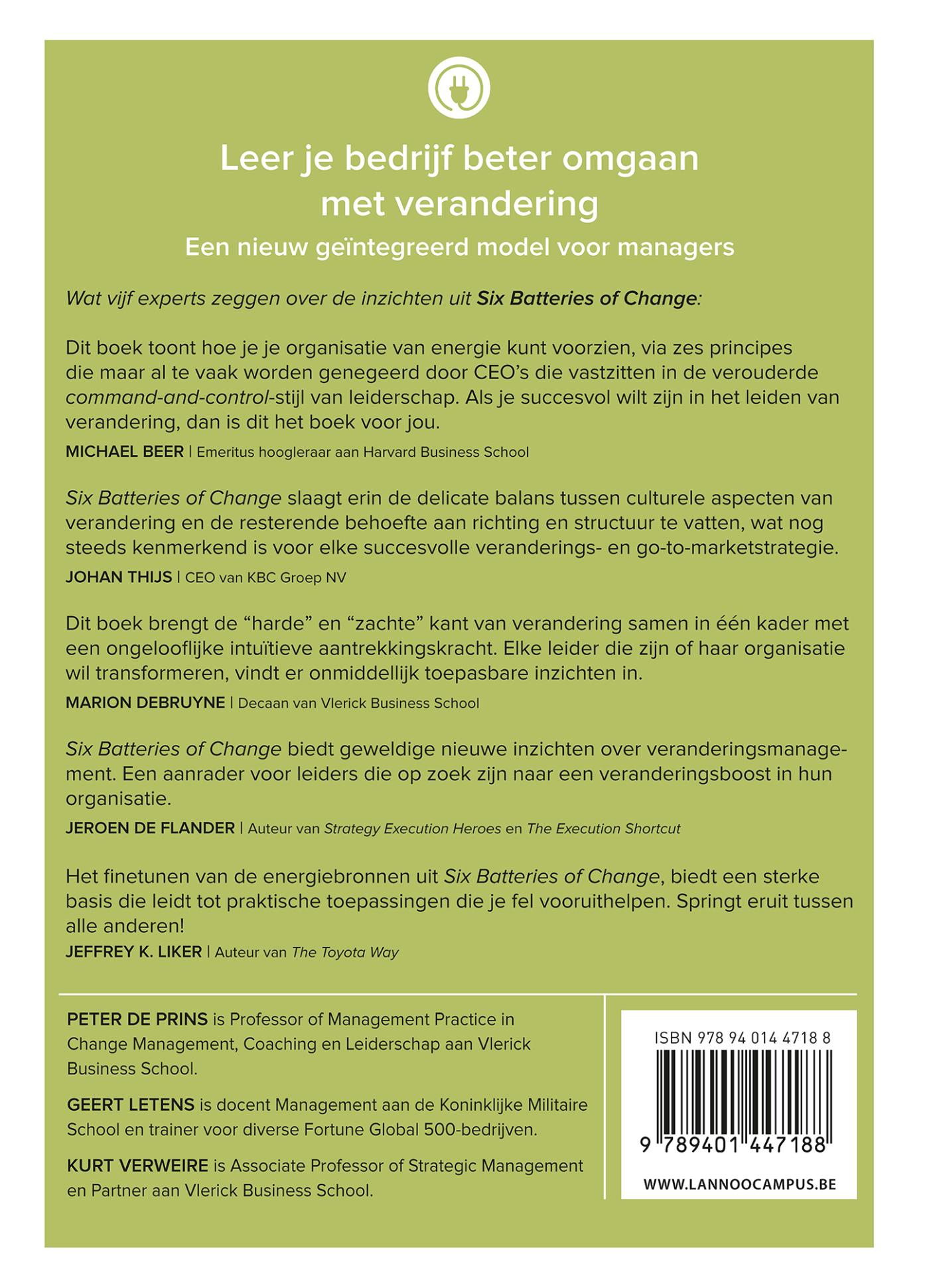 Achterkant van Six Batteries of Change