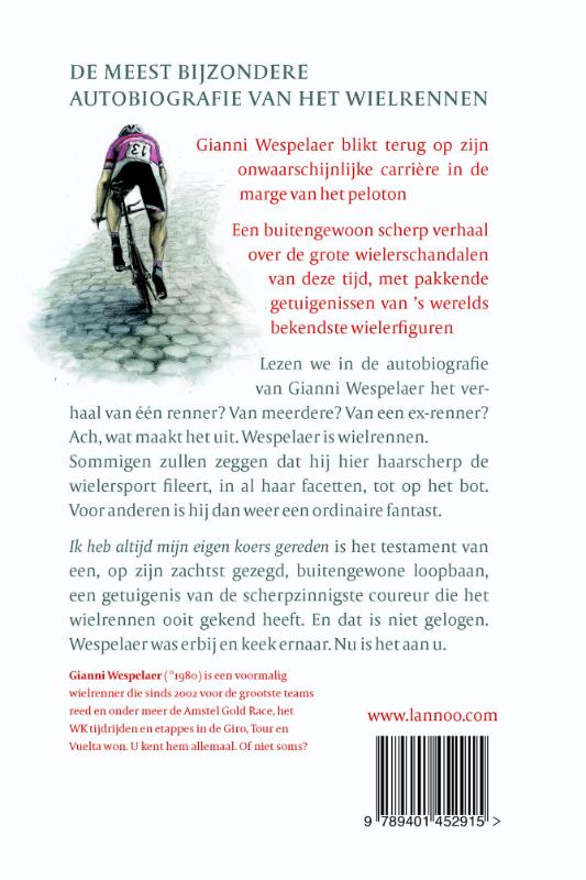 Achterkant van Ik heb altijd mijn eigen koers gereden