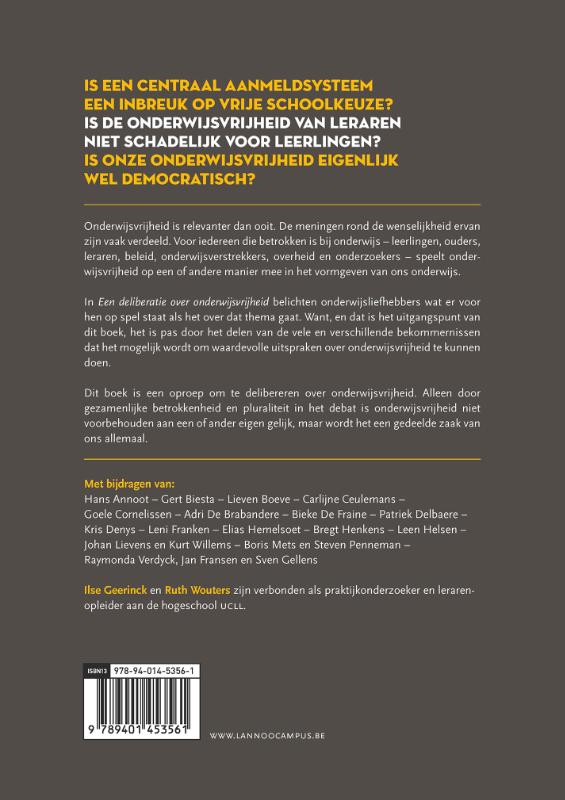 Achterkant van Een deliberatie over onderwijsvrijheid