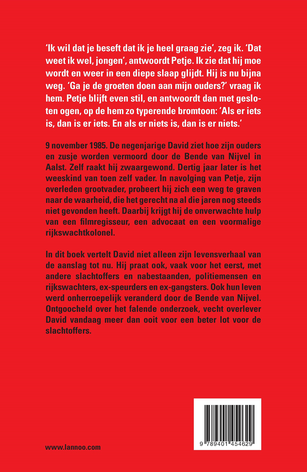 Achterkant van Overlever van de Bende van Nijvel