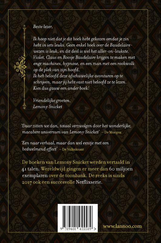 Achterkant van Lemony Snickets afschuwelijke avonturen - Het verderfelijke vierde boek