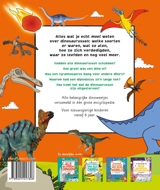 Achterkant van De belangrijke encyclopedie van alle dino's