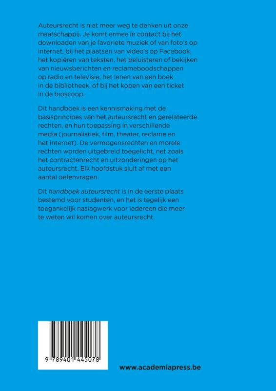Achterkant van Handboek auteursrecht