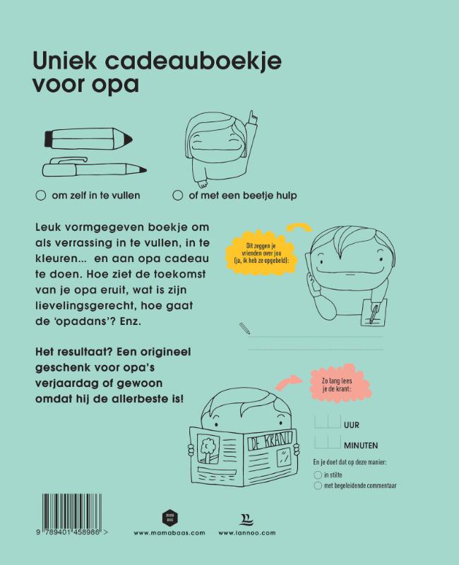 Achterkant van Voor mijn liefste opa