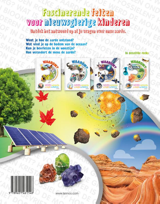 Achterkant van Waarom? De grote encyclopedie over aardbevingen, vulkanen en het klimaat