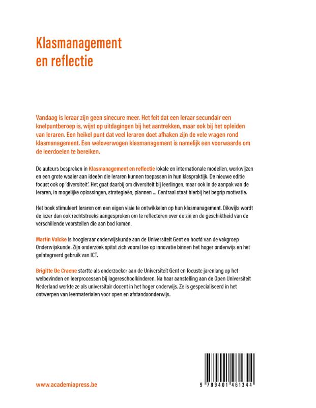 Achterkant van Klasmanagement en reflectie