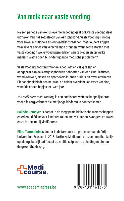 Achterkant van Van melk naar vaste voeding