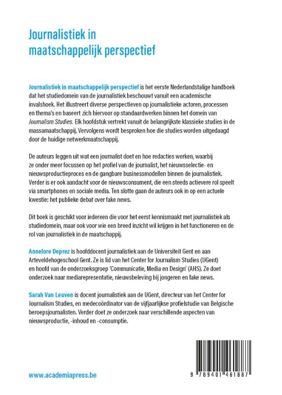Achterkant van Journalistiek in maatschappelijk perspectief