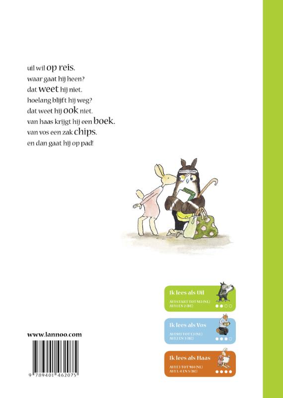Achterkant van Uil wil op reis