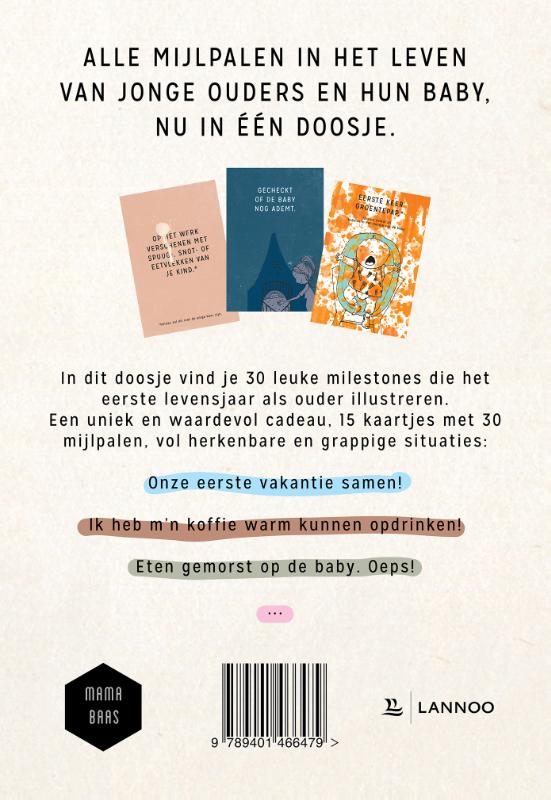 Achterkant van Mom milestone cards