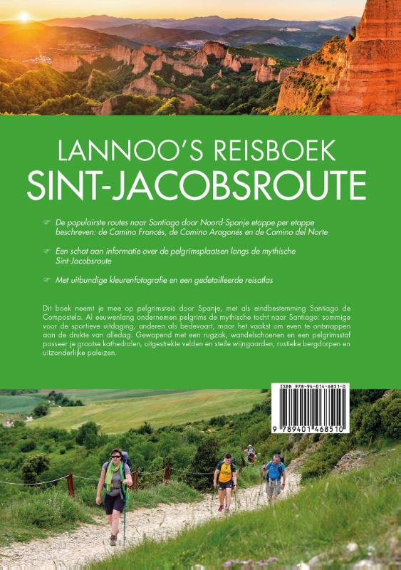 Achterkant van Lannoo's Reisboek Sint-Jacobsroute