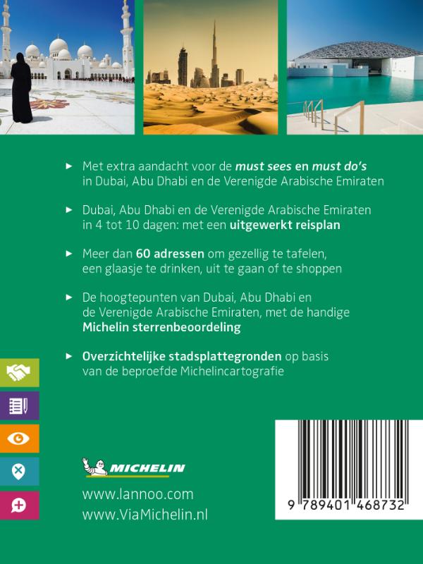 Achterkant van Michelin Reisgids Short Break Dubai- Abu Dabi- Verenigde Arabische Emiraten