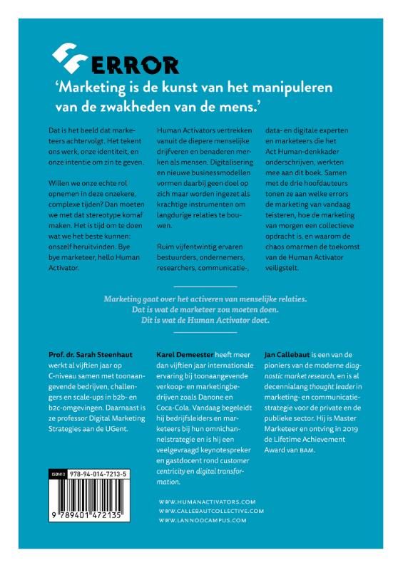 Achterkant van Act human