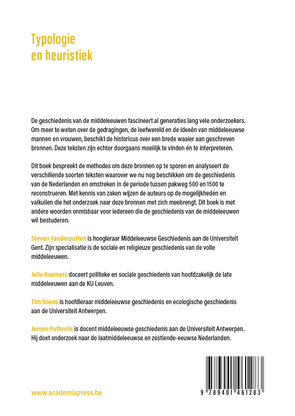 Achterkant van Typologie en heuristiek 2019