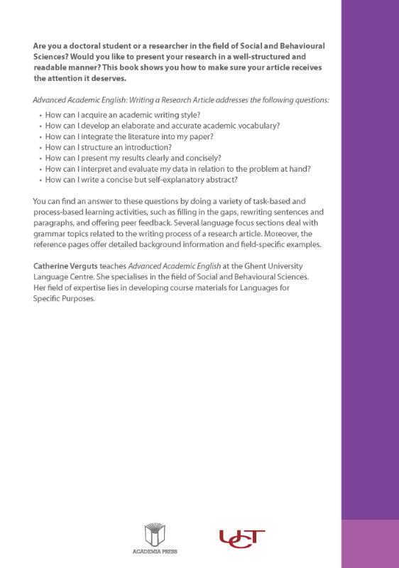 Achterkant van Academic English: Writing a research article