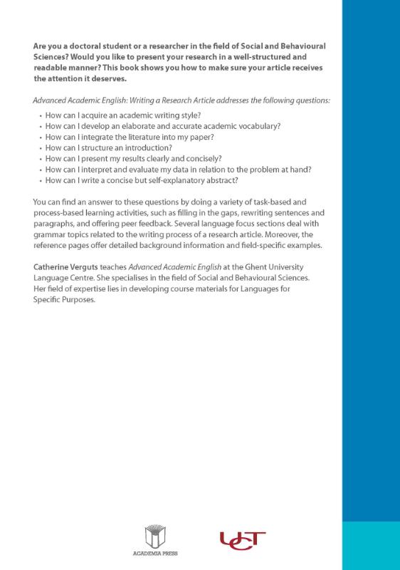 Achterkant van Academic English: Writing a research article