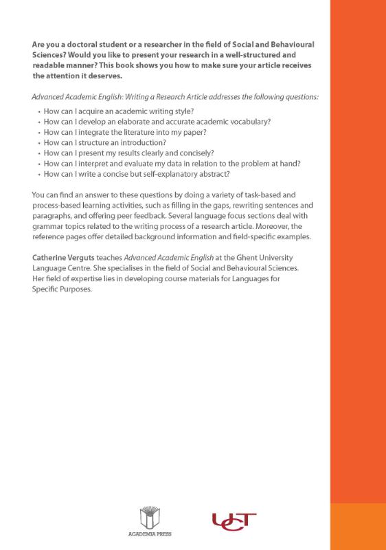 Achterkant van Academic English: Writing a research article