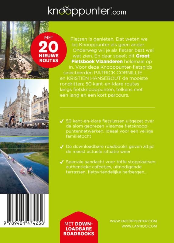 Achterkant van Knooppunter groot fietsboek Vlaanderen