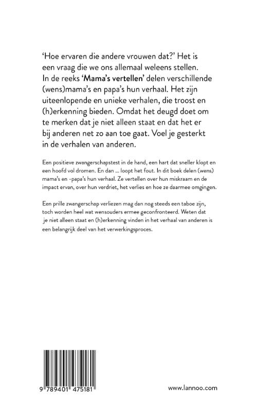 Achterkant van Mama's vertellen - Als het misgaat tijdens je prille zwangerschap