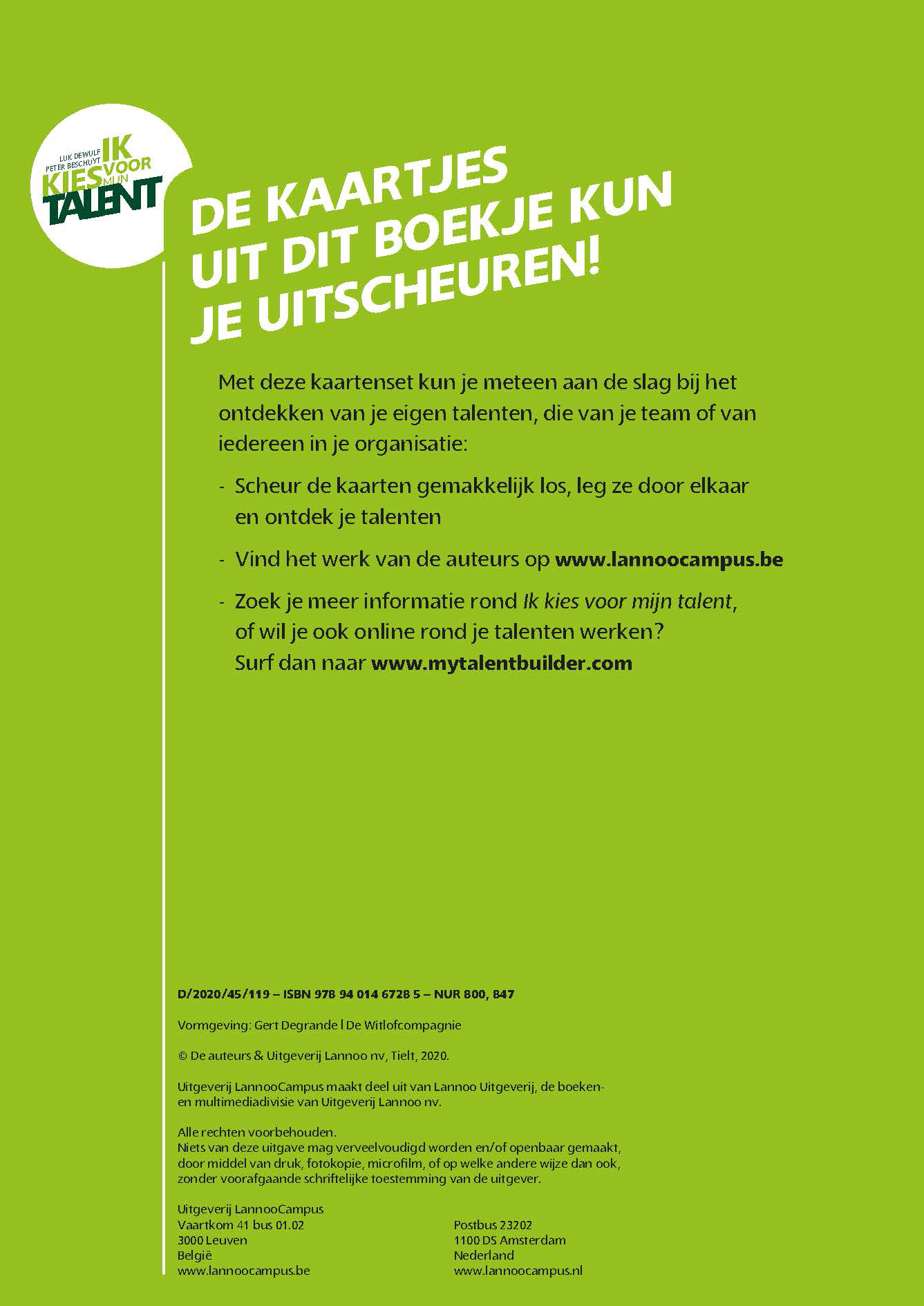 Achterkant van Ik kies voor mijn talent