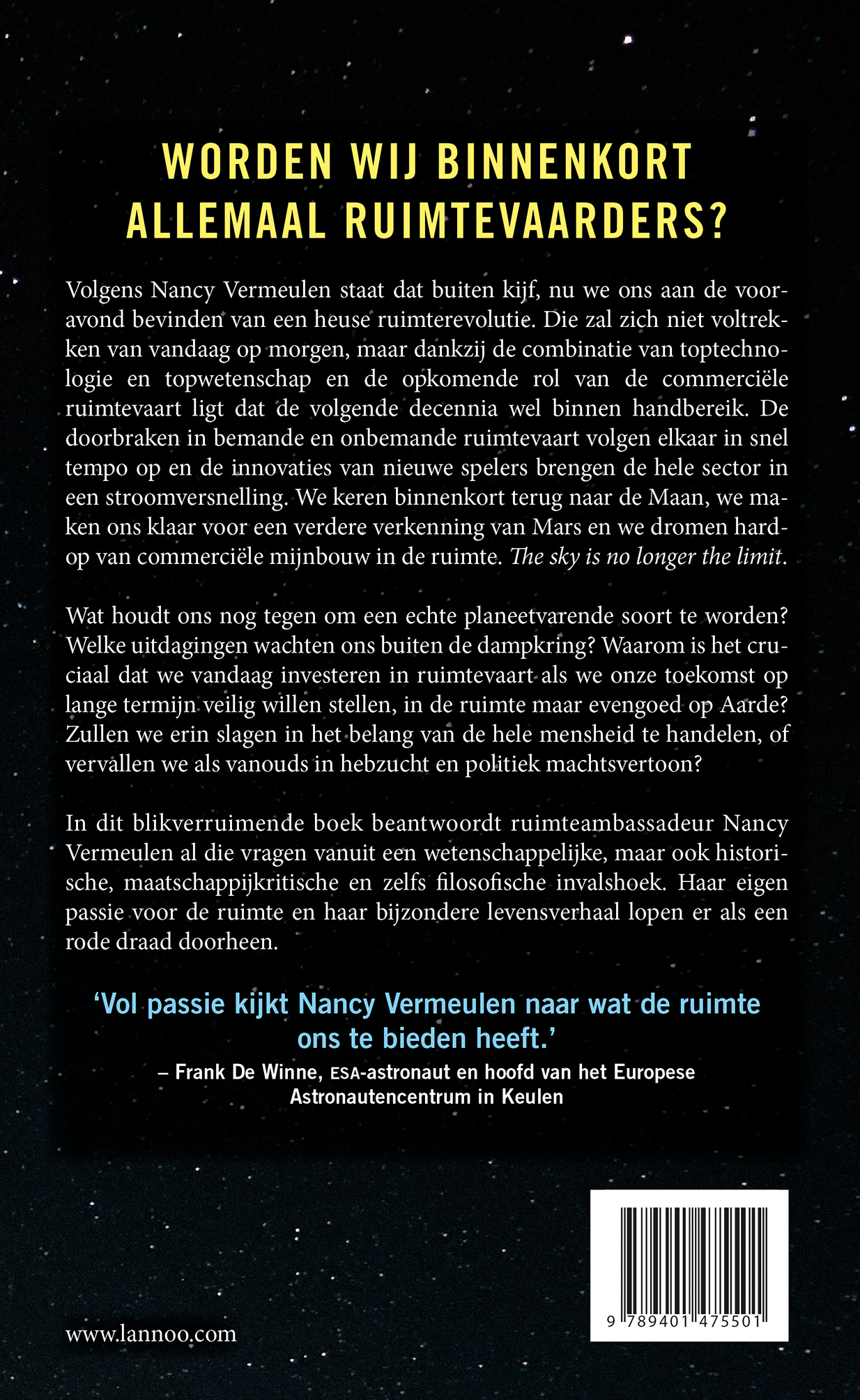 Achterkant van Iedereen ruimtevaarder