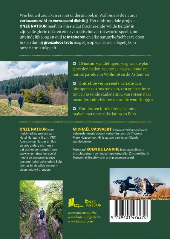 Achterkant van Wandelboek onze natuur Ardennen en Wallonië