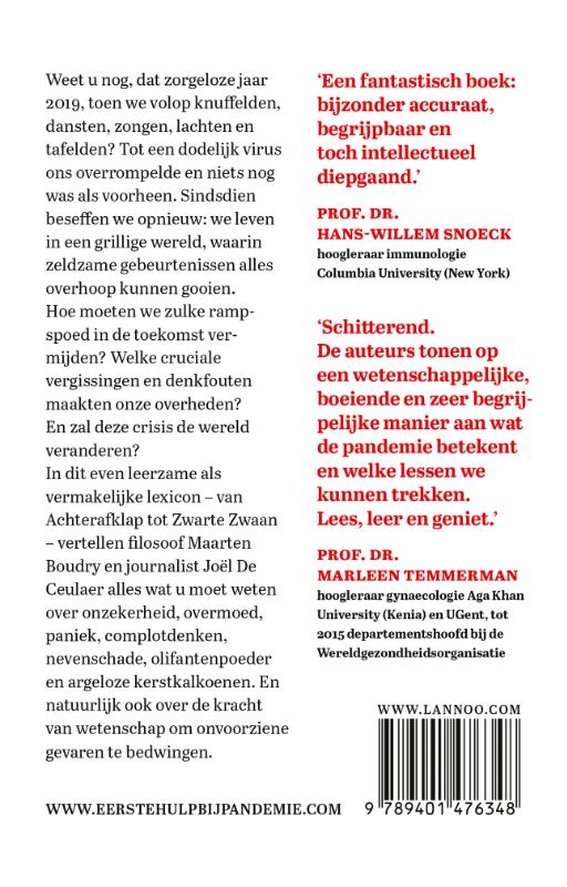 Achterkant van Eerste hulp bij pandemie