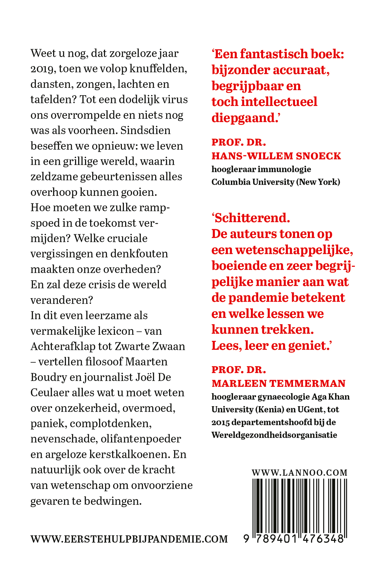 Achterkant van Eerste hulp bij pandemie