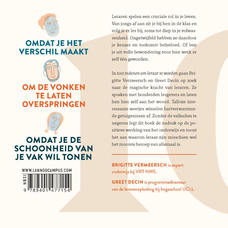 Achterkant van 100 redenen om leraar te worden