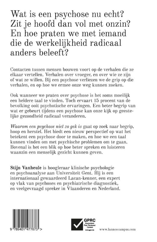 Achterkant van Waarom een psychose niet zo gek is