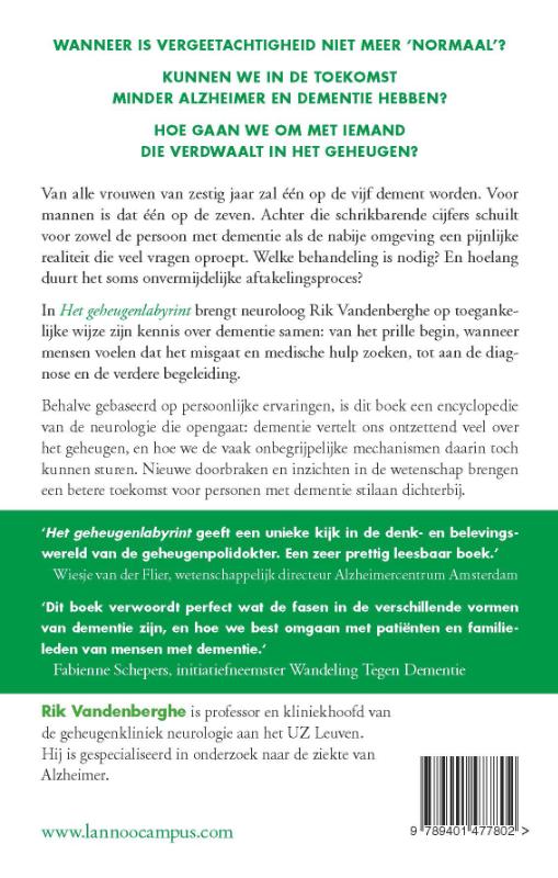 Achterkant van Het geheugenlabyrint