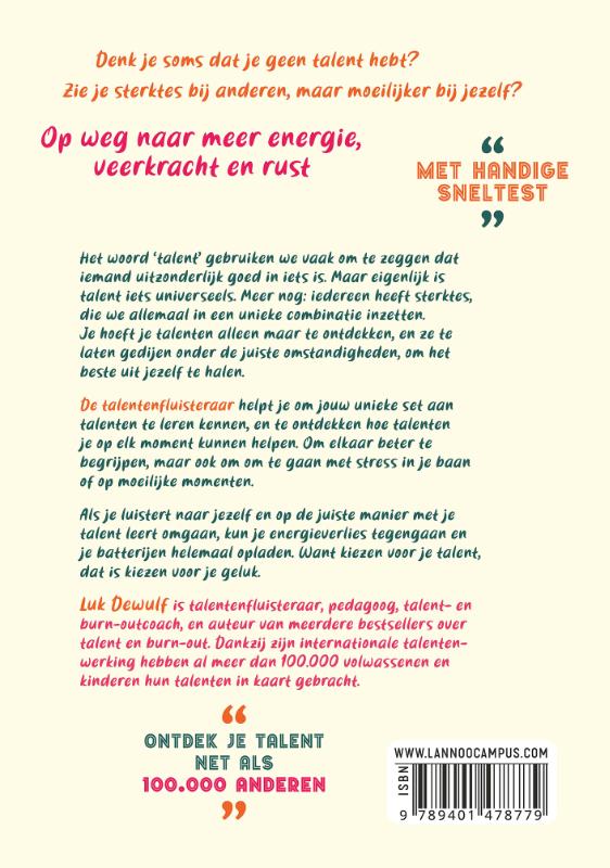 Achterkant van De talentenfluisteraar