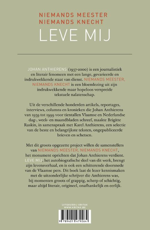 Achterkant van Leve mij