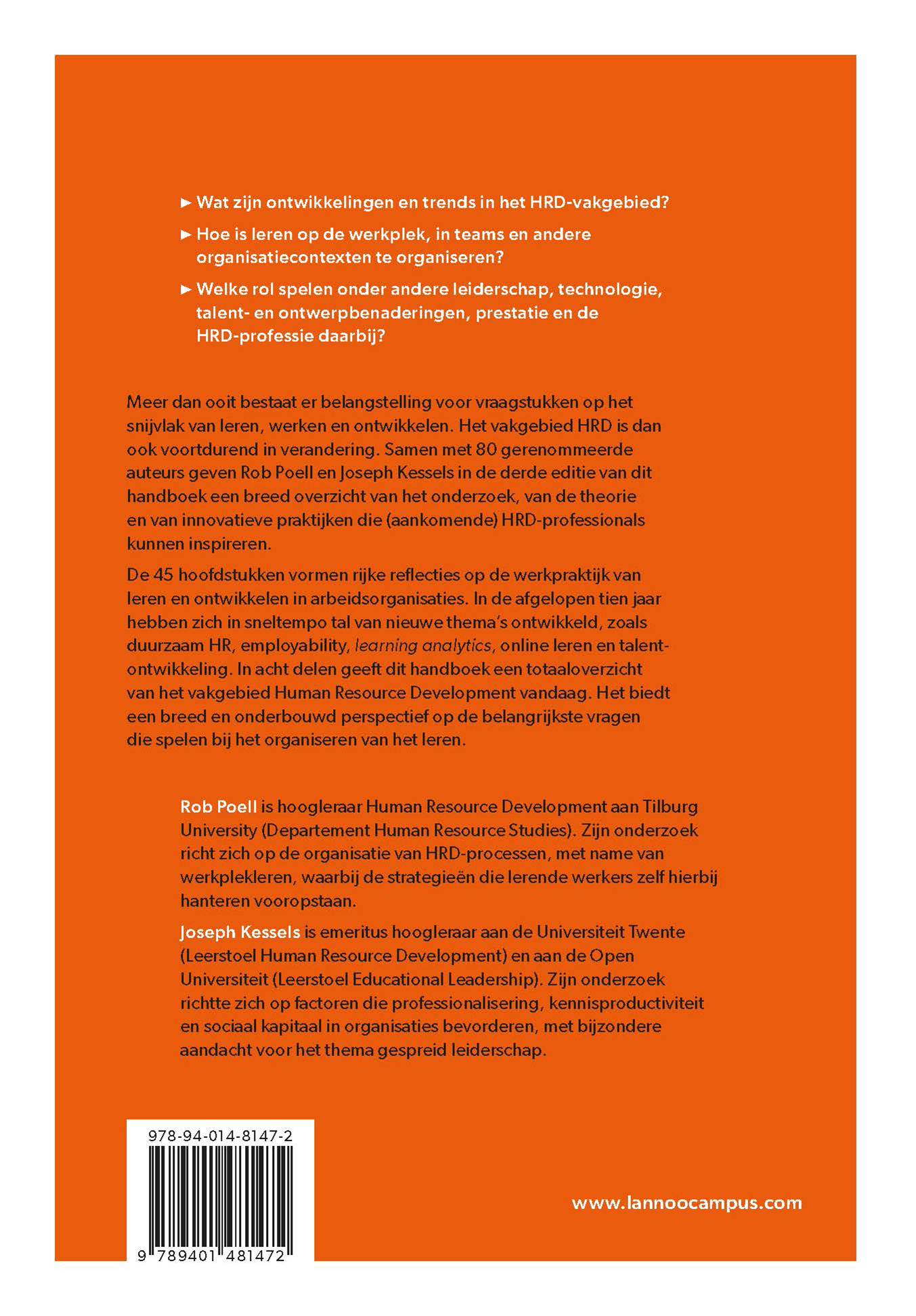 Achterkant van Handboek Human Resource Development
