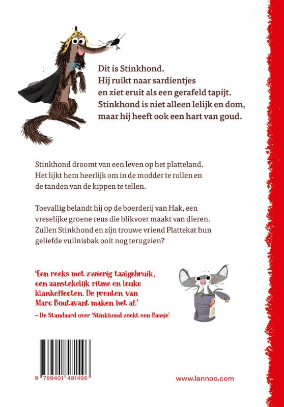 Achterkant van Stinkhond op de boerderij