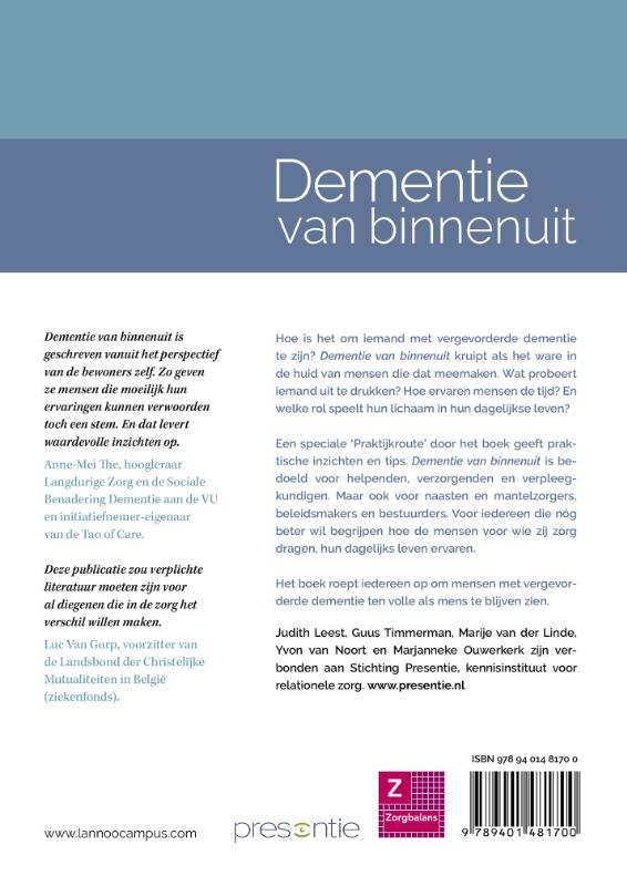 Achterkant van Dementie van binnenuit