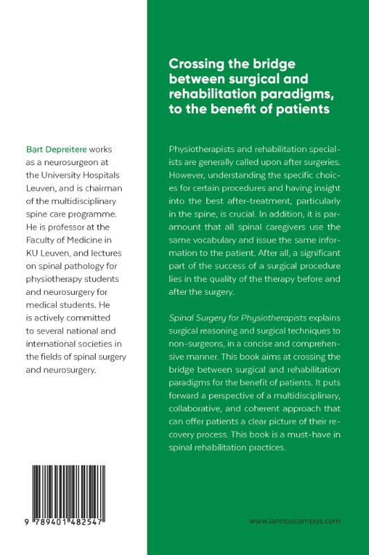 Achterkant van Spinal surgery for physiotherapists