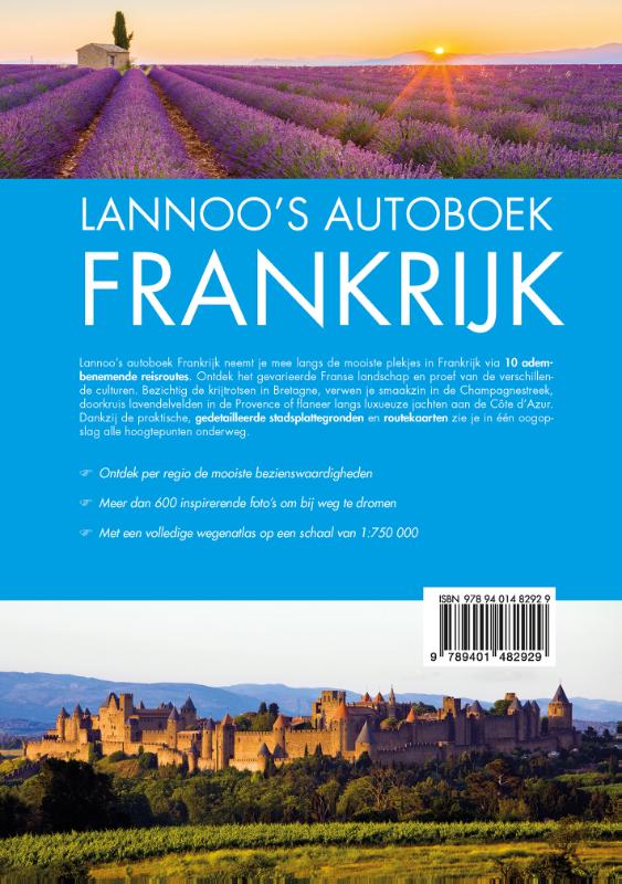 Achterkant van Lannoo's autoboek Frankrijk