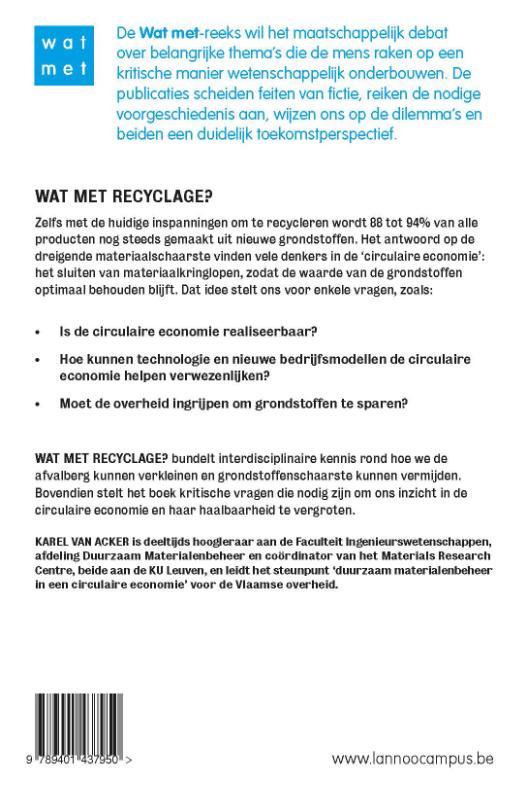 Achterkant van Wat met recyclage?