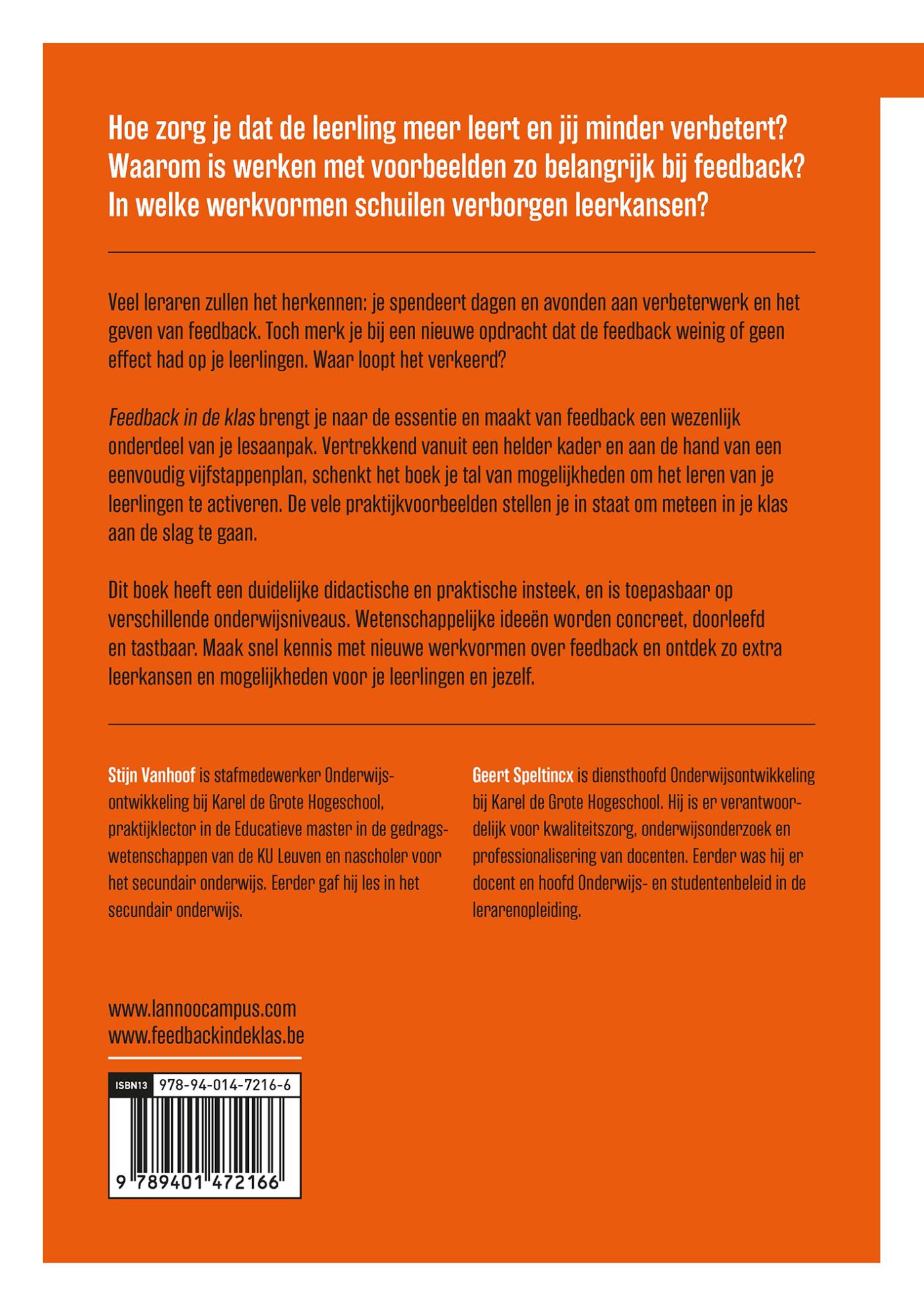 Achterkant van Feedback in de klas