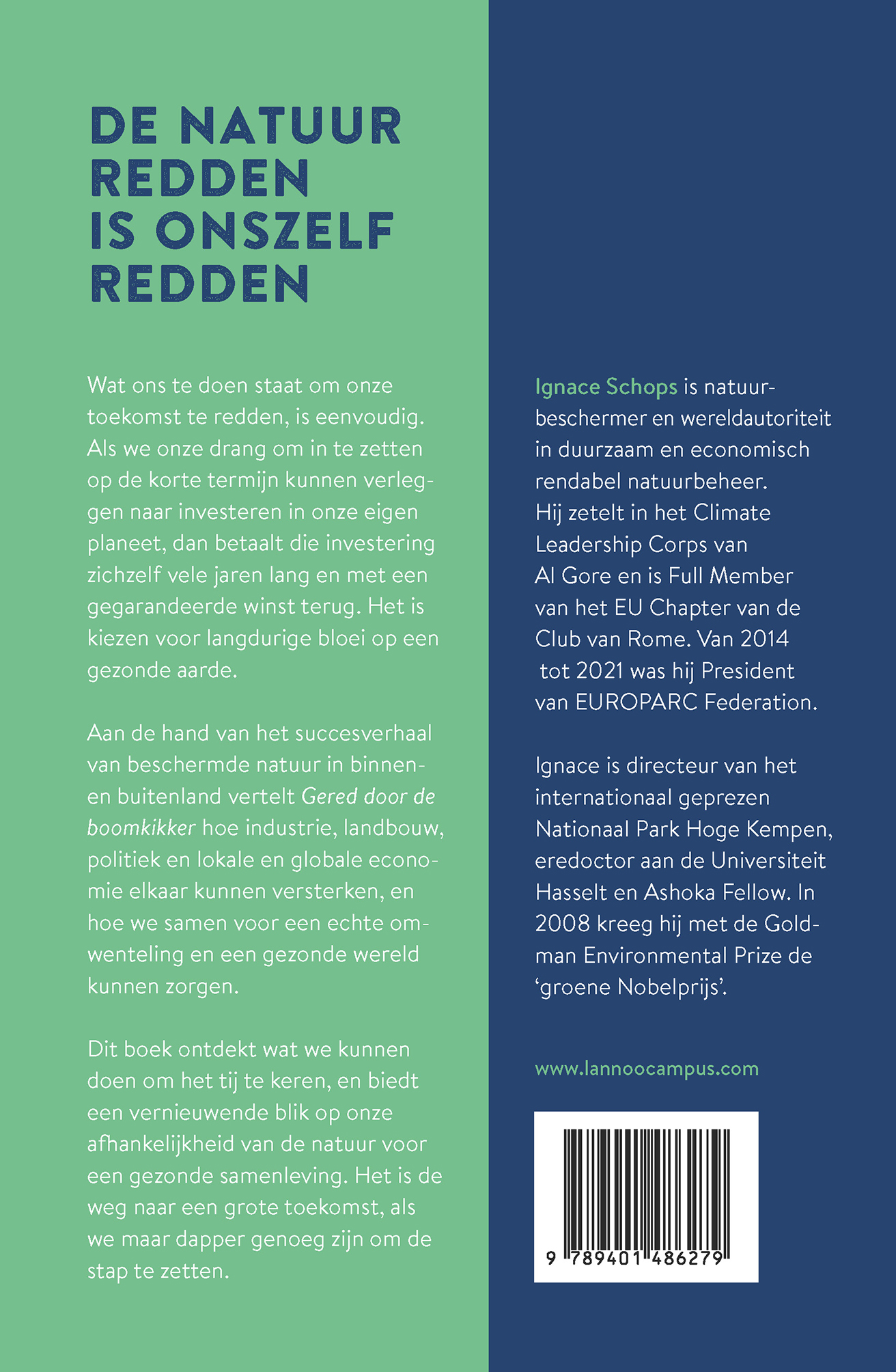 Achterkant van Gered door de boomkikker