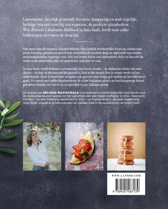 Achterkant van Belinda's Italiaans bakboek