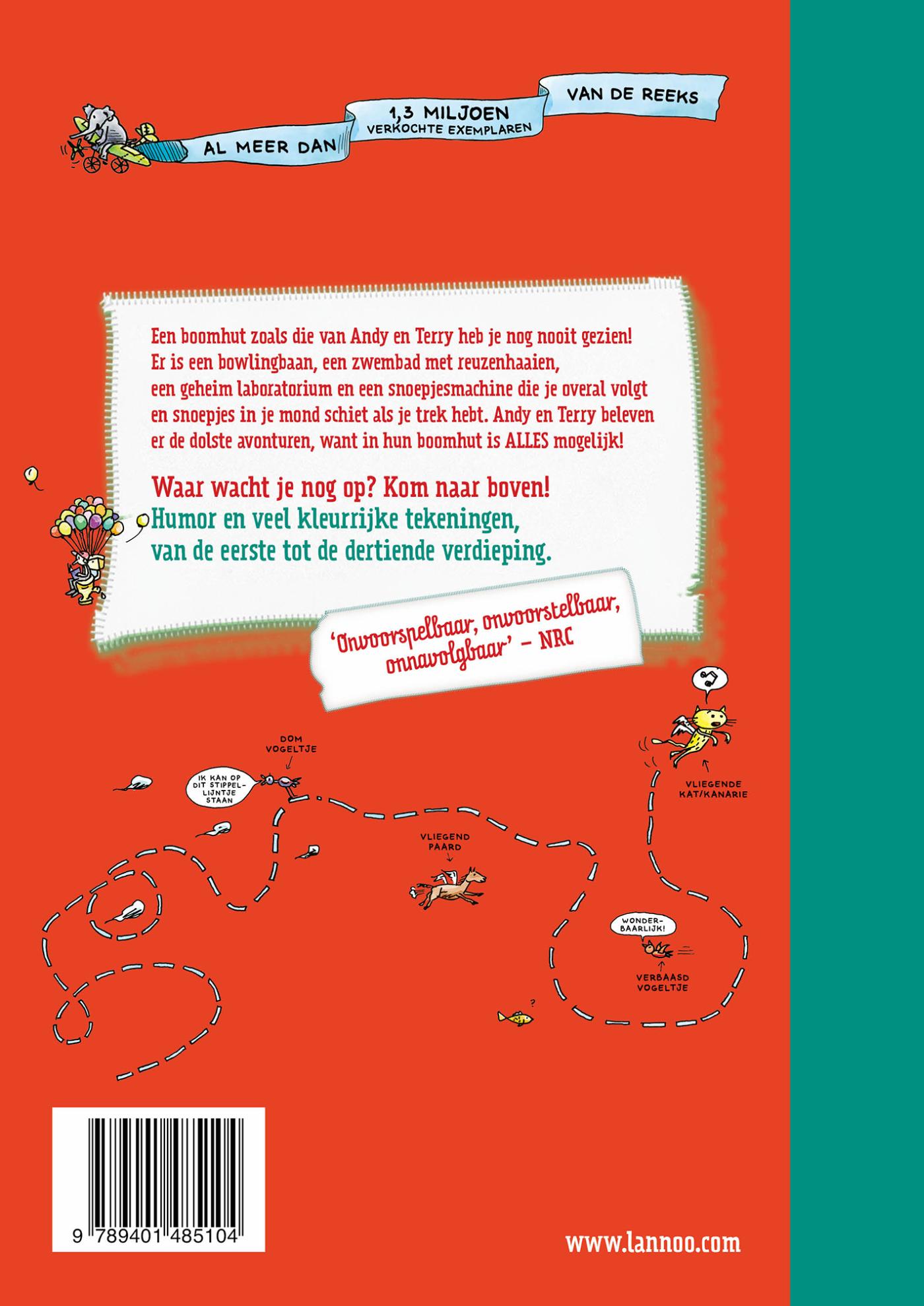 Achterkant van De waanzinnige boomhut van 13 verdiepingen