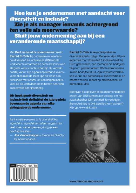 Achterkant van Durf inclusief te ondernemen