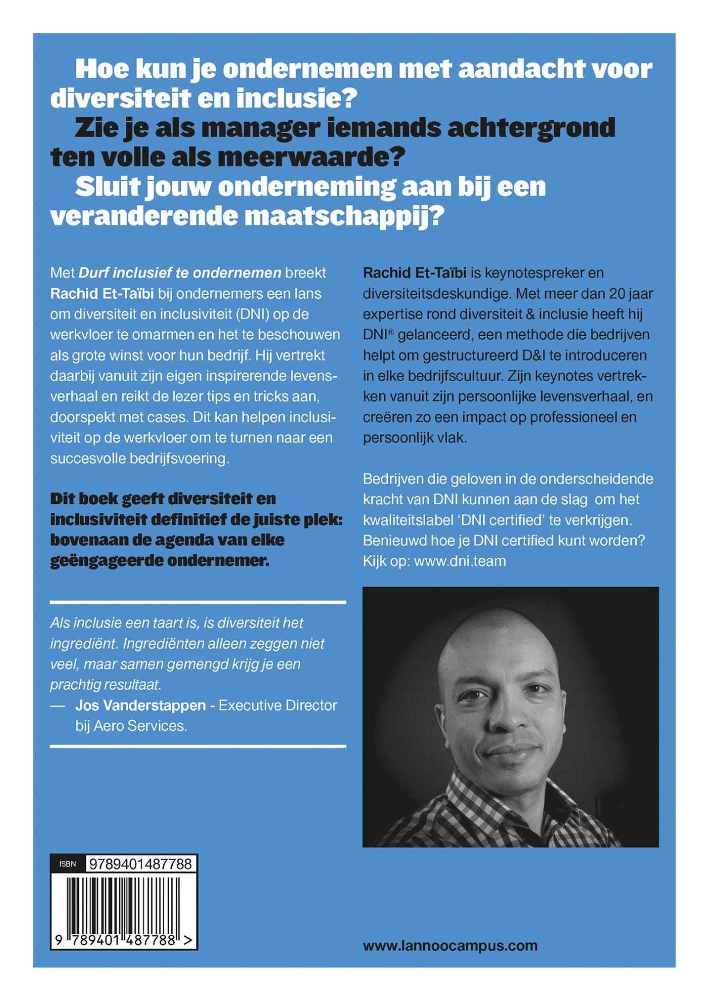 Achterkant van Durf inclusief te ondernemen
