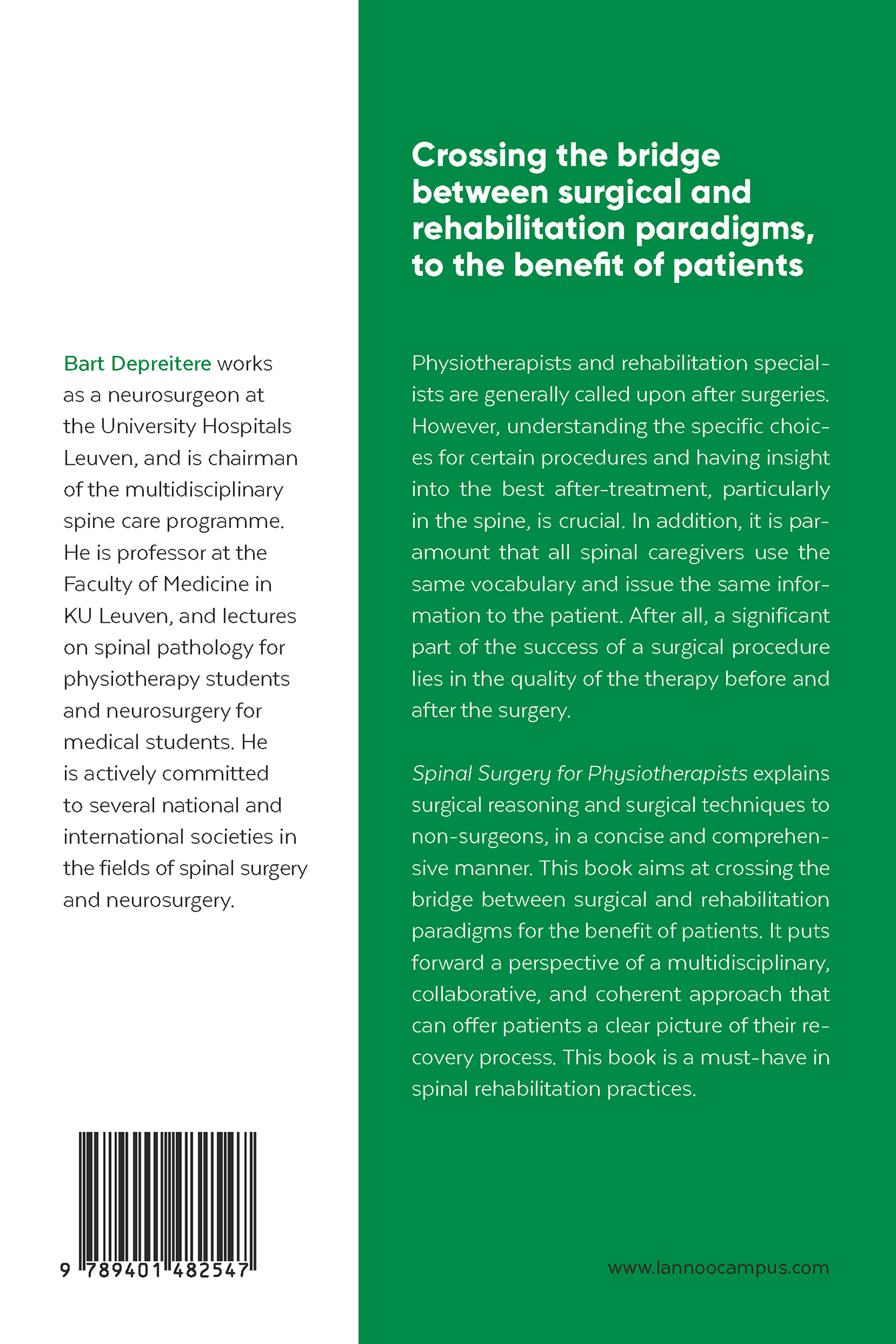 Achterkant van Spinal surgery for physiotherapists