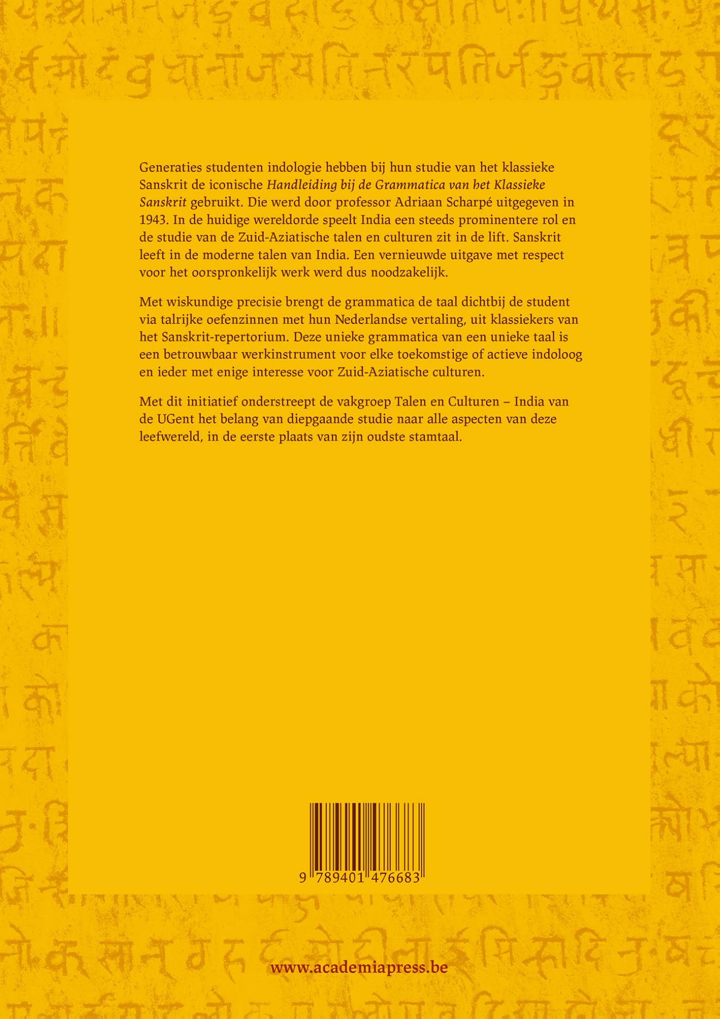 Achterkant van Grammatica van het klassieke Sanskrit