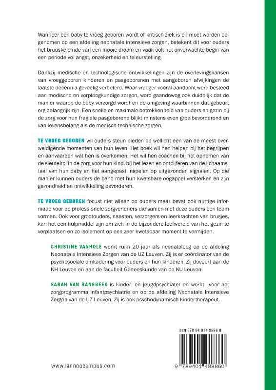 Achterkant van Te vroeg geboren