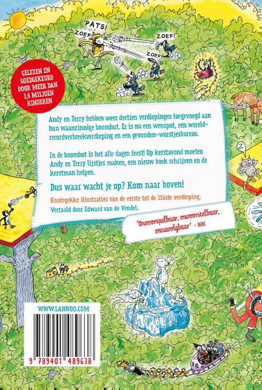 Achterkant van De waanzinnige boomhut van 156 verdiepingen