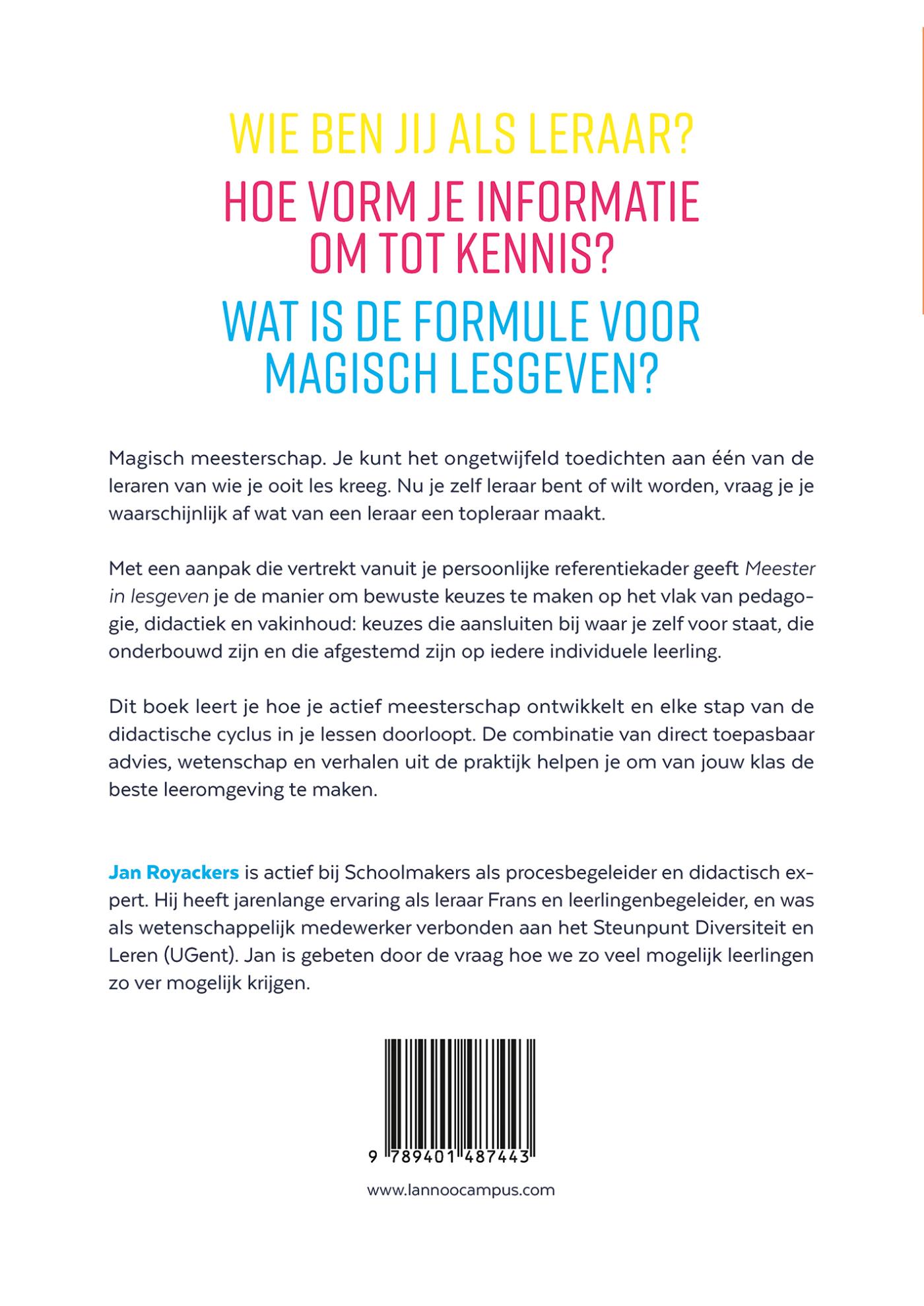 Achterkant van Meester in lesgeven